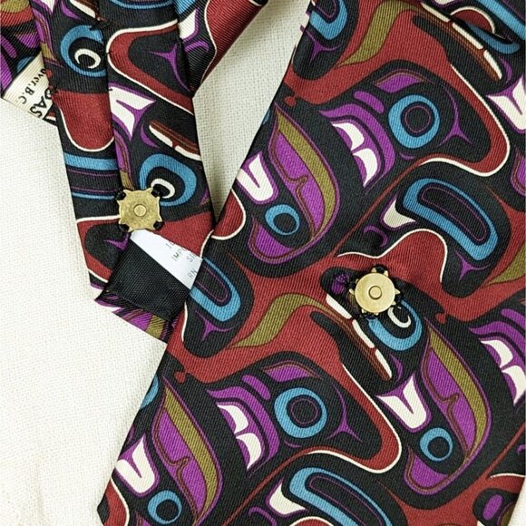Tribal Art Print Ascot - Women's Tie - Unique Scarf - Necktie Scarf - Picture 2 of 7